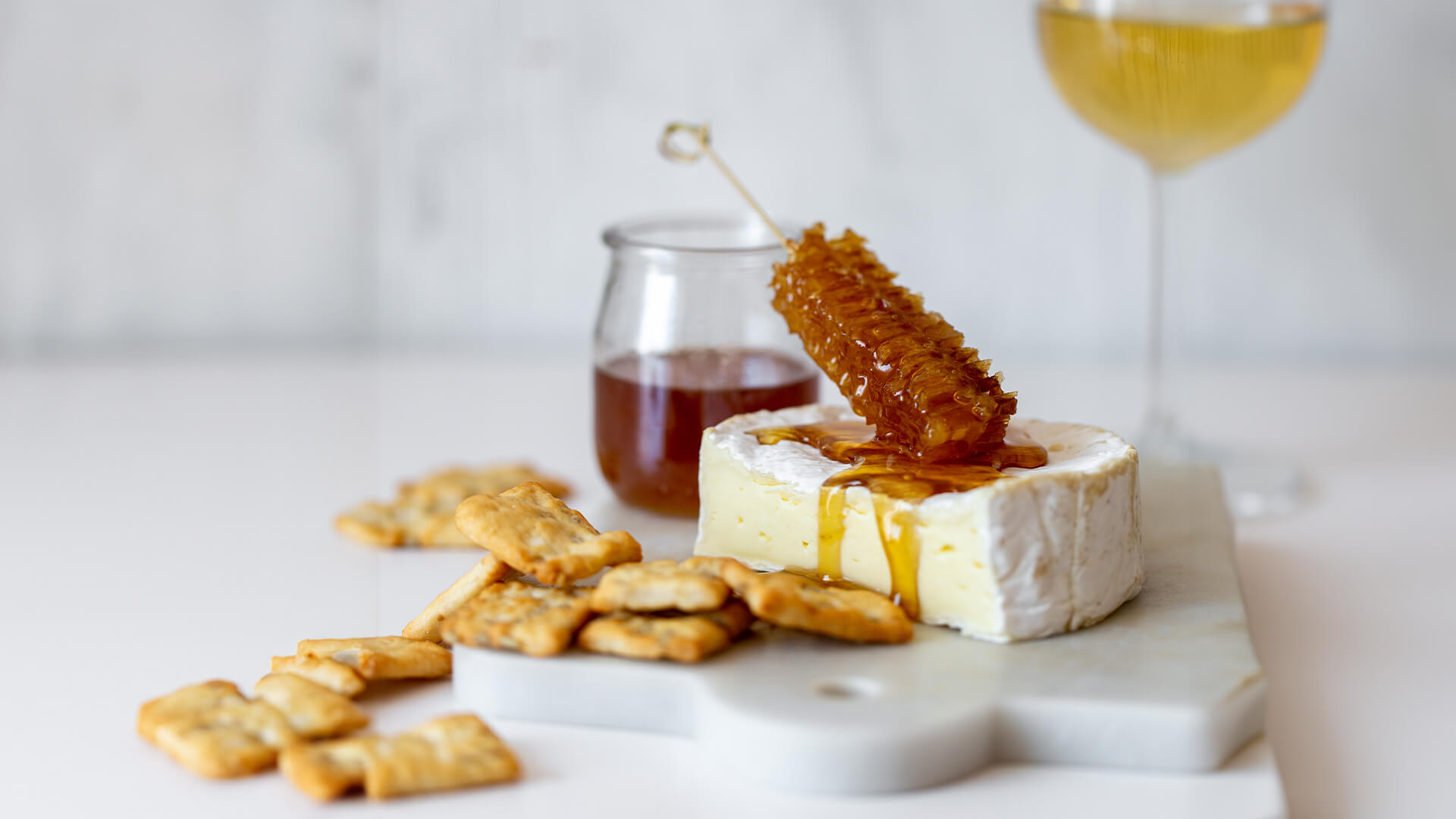 honey and cheese and crackers