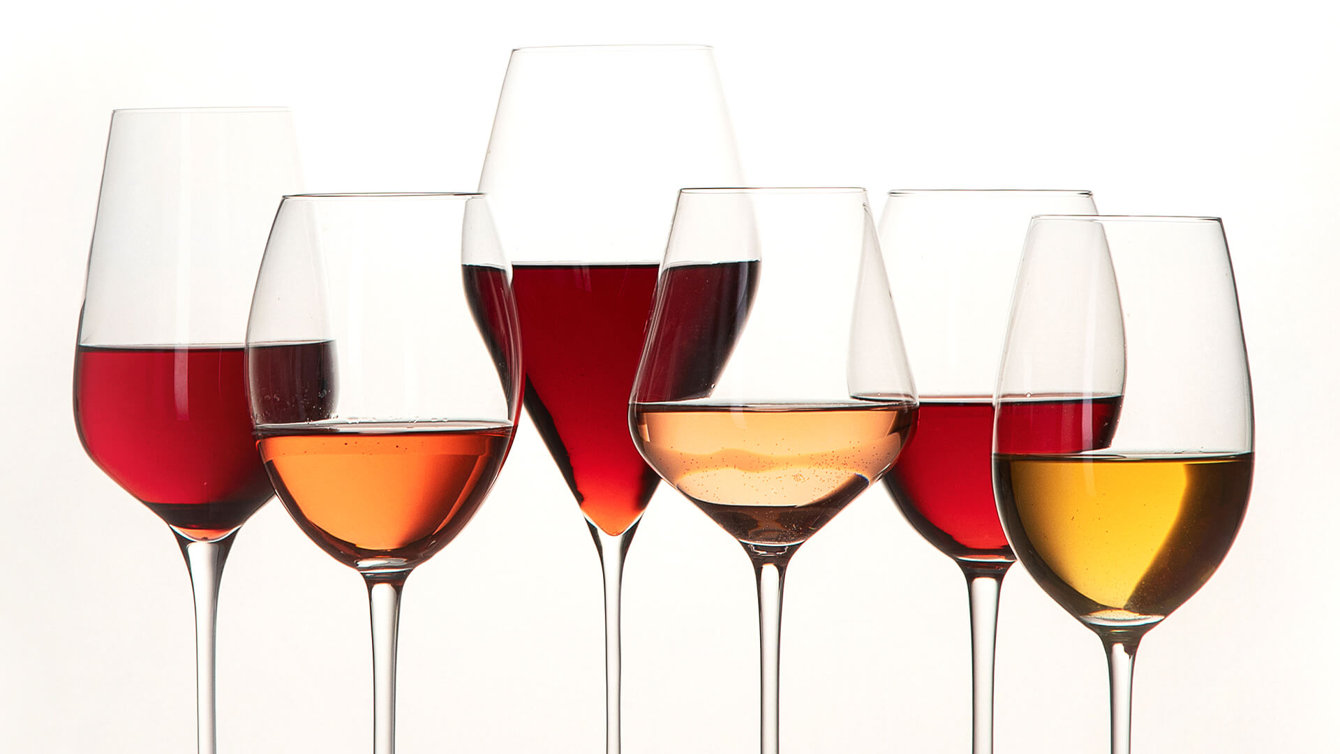 various wine glasses and wine varietals.
