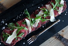 Beef Carpaccio with Baby Arugula & Shaved Asiago