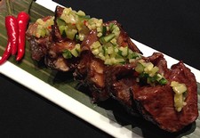 Miso Grilled Beef Ribs With Scallion & Ginger Salsa